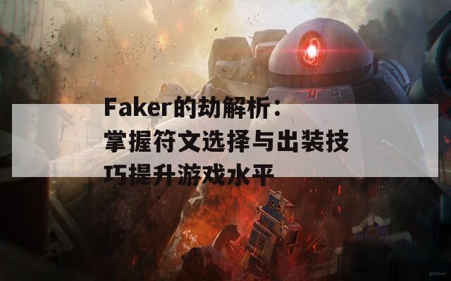 Faker的劫解析：掌握符文选择与出装技巧提升游戏水平