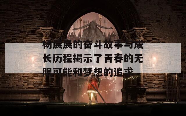 杨晨晨的奋斗故事与成长历程揭示了青春的无限可能和梦想的追求