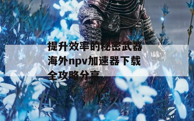 提升效率的秘密武器 海外npv加速器下载全攻略分享