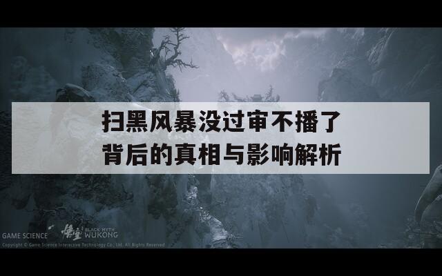 扫黑风暴没过审不播了背后的真相与影响解析