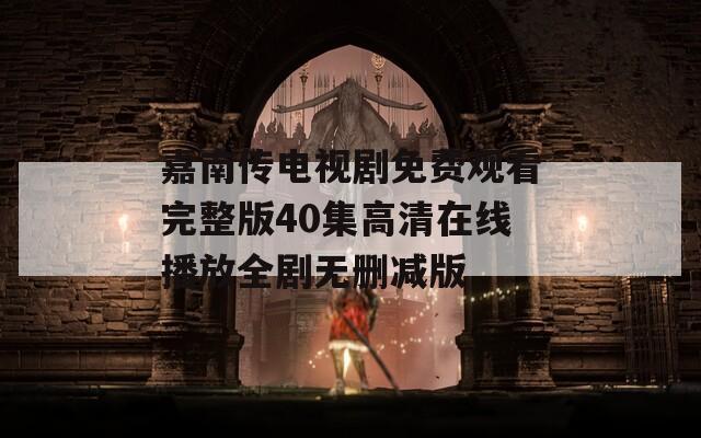 嘉南传电视剧免费观看完整版40集高清在线播放全剧无删减版