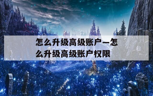 怎么升级高级账户—怎么升级高级账户权限